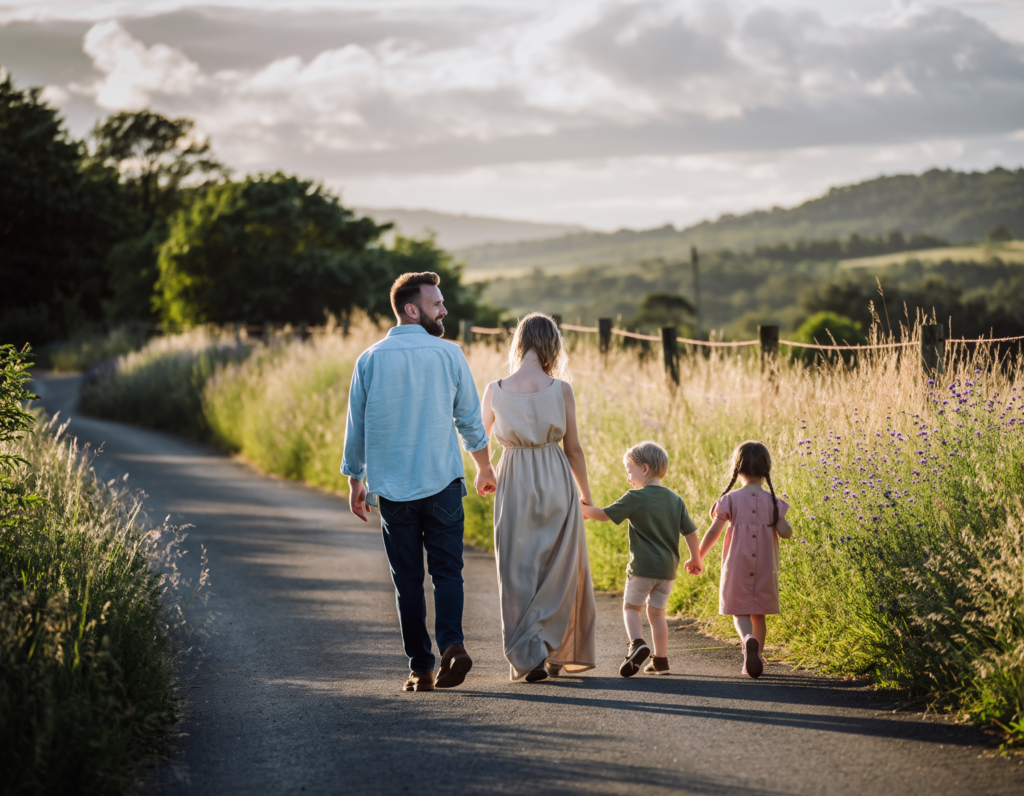 Family Walking at Little Wedge, self-catering accommodation in Duns - Little Wedge